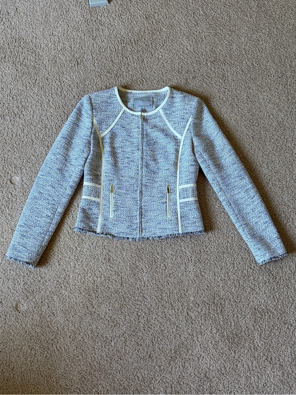 Classiques Entier grey blazer with 100% leather style on Size XS